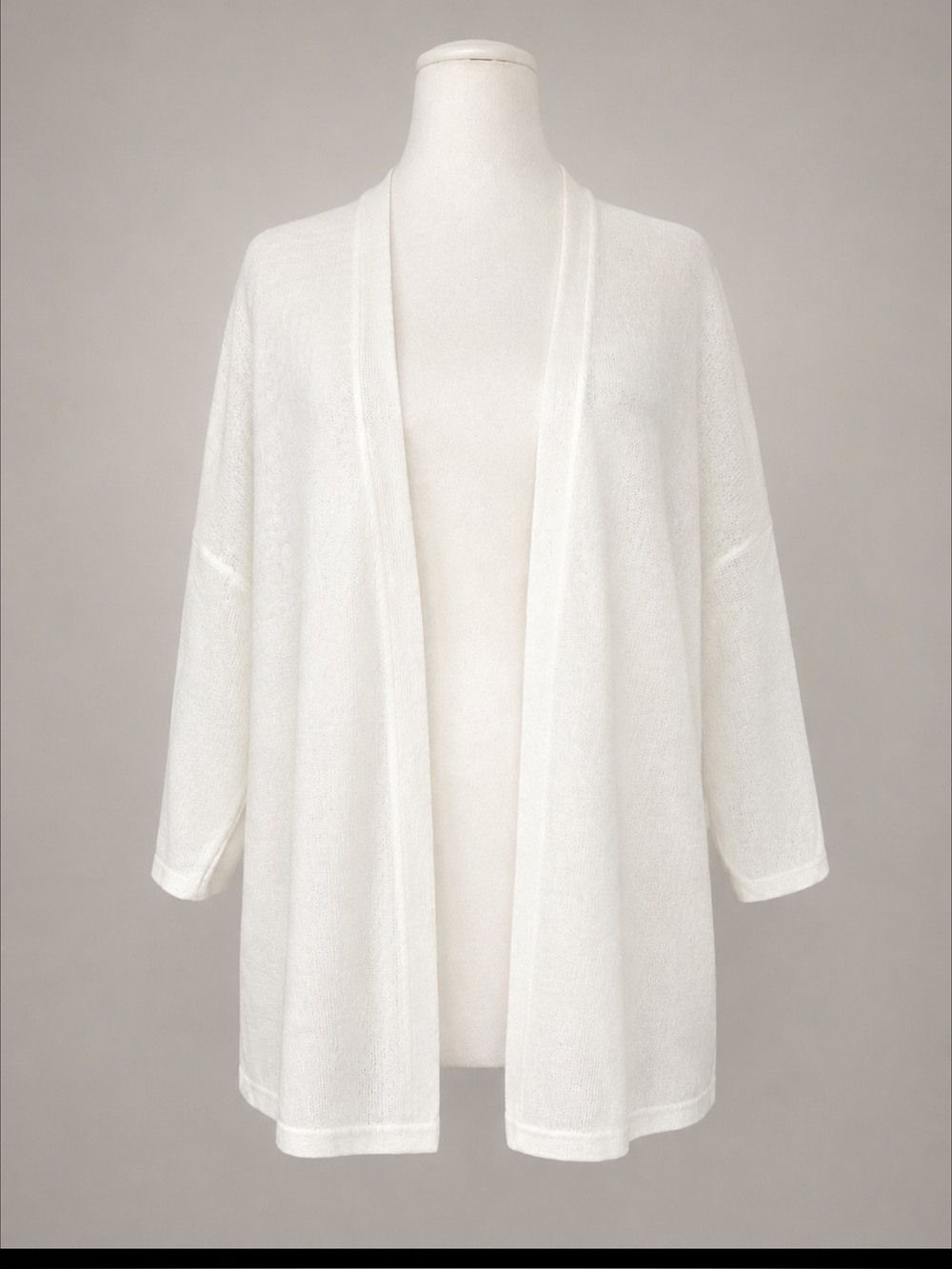 J.Jill Linen Blend Open Front Cardigan Sweater Ivory Medium Tall MT Lightweight